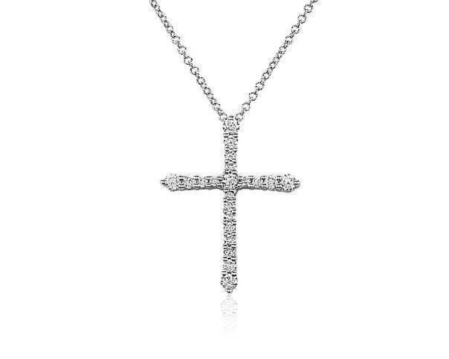 Necklaces | Blue Nile Tapered Diamond Cross Pendant In 14K White Gold (1/2 Ct. Tw.)