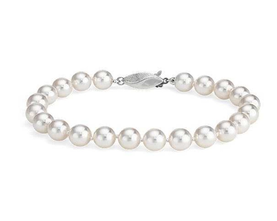 Bracelets | Blue Nile 6.5" Classic Akoya Cultured Pearl Bracelet In 18K White Gold (7.0-7.5Mm)