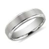 Men'S Rings | Blue Nile Brushed And Polished Comfort Fit Wedding Ring In White Tungsten Carbide (6Mm)