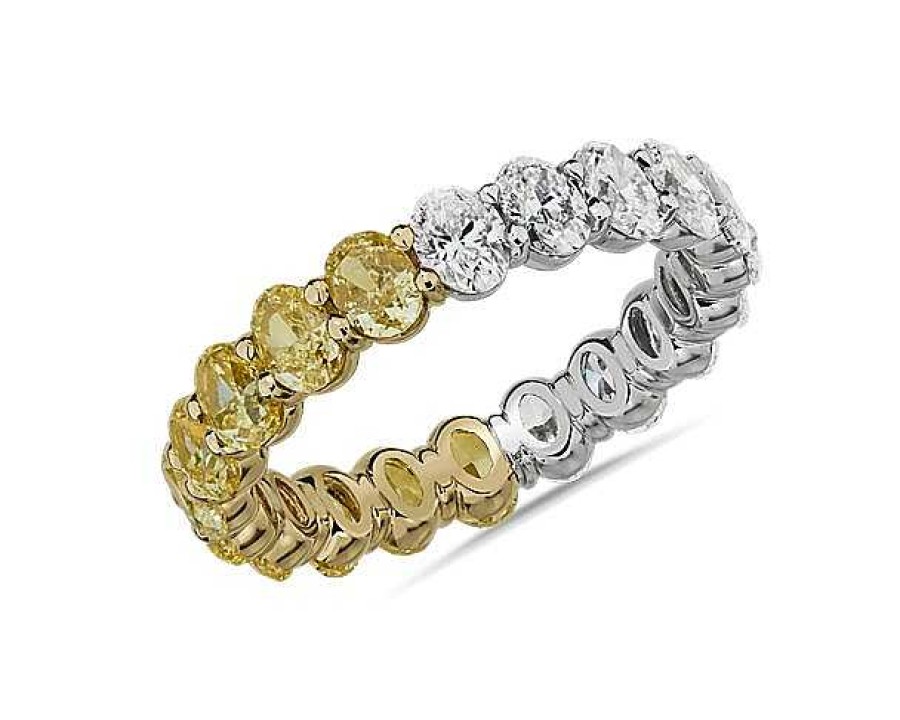 Women'S Rings | Blue Nile Oval Half And Half Yellow Diamond Eternity Ring In 18K Yellow And White Gold (3 1/3 Ct. Tw.)