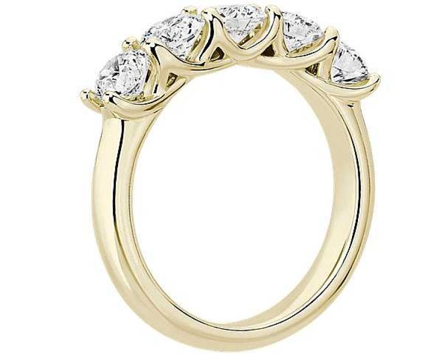 Women'S Rings | Blue Nile Tessere Five Stone Diamond Wedding Ring In 14K Yellow Gold (1 1/2 Ct. Tw.)