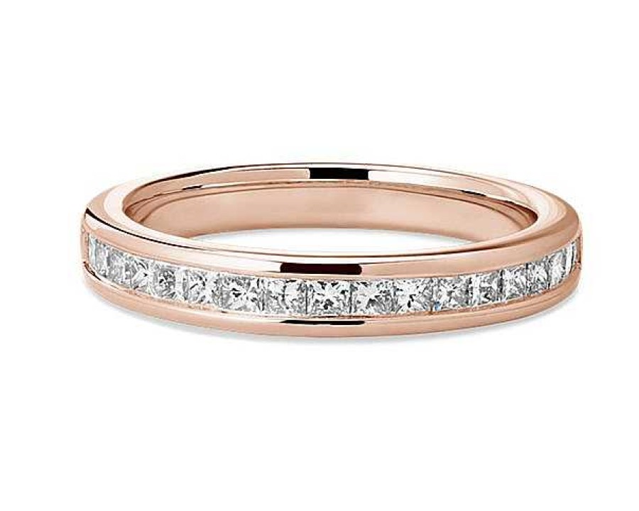 Women'S Rings | Blue Nile Channel Set Princess-Cut Diamond Ring In 18K Rose Gold (1/2 Ct. Tw.)