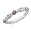 Rings | Blue Nile Alternating Pink Sapphire And Diamond Band In 14K White Gold