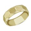 Men'S Rings | Blue Nile Raised Hexagon Lined Wedding Ring In 14K Yellow Gold (7Mm)