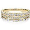 Rings | Blue Nile Three Row Baguette And Pave Diamond Ring In 14K Yellow Gold (5/8 Ct. Tw.)