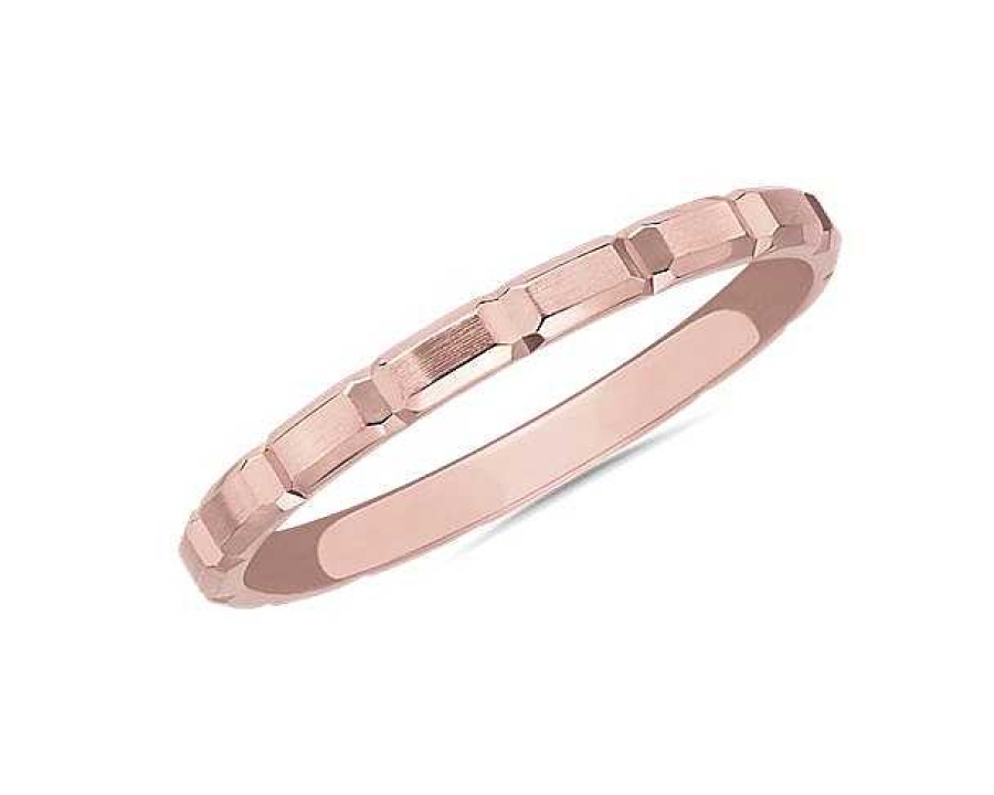 Women'S Rings | Blue Nile Vertical Bevel Stackable Stackable Ring In 18K Rose Gold (2Mm)