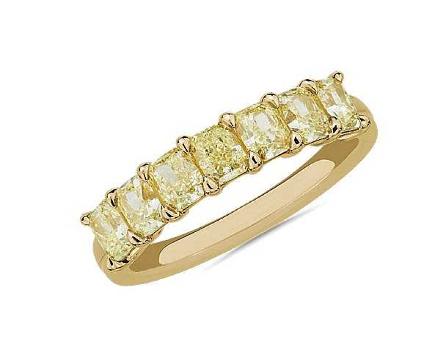 Women'S Rings | Blue Nile 7-Stone Radiant-Cut Yellow Diamond Ring In 18K Yellow Gold (1 3/4 Ct. Tw.)