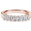 Women'S Rings | Blue Nile Seven Stone Emerald Diamond Ring In 14K Rose Gold (1 Ct. Tw.)