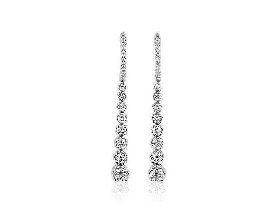 Earrings | Blue Nile Graduating Diamond Drop Earrings In 14K White Gold (1 Ct. Tw.)