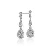 Earrings | Blue Nile Diamond Vintage-Inspired Teardrop Earrings In 14K White Gold (1/3 Ct. Tw.)