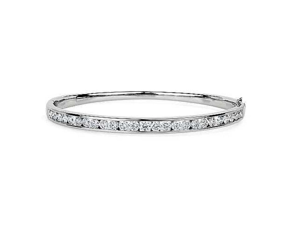 Bracelets | Blue Nile Lab Grown Diamond Channel-Set Bangle Bracelet In 14K White Gold (3 Ct. Tw.)