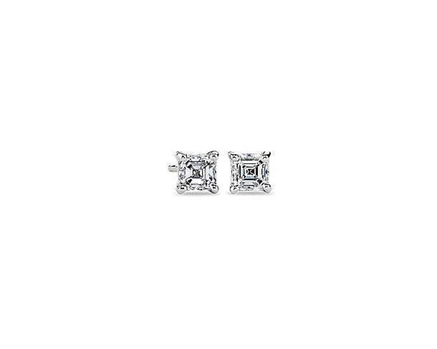 Earrings | Blue Nile Asscher Cut Diamond Stud Earrings In 14K White Gold (1 Ct. Tw.)