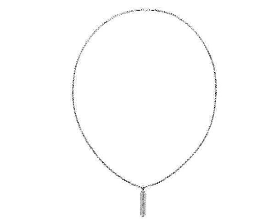 Necklaces | Blue Nile Men'S Diamond Vertical Bar Pendant In 14K White Gold (1/3 Ct. Tw.)