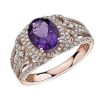 Rings | Blue Nile Oval Amethyst And Diamond Ring In 14K Rose Gold