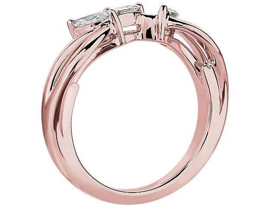 Women'S Rings | Blue Nile Romantic Twist Marquise Curved Diamond Ring In 14K Rose Gold (1/4 Ct. Tw.)