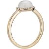 Rings | Blue Nile Petite Round White Moonstone Cabochon Ring With Diamond Halo In 14K Yellow Gold (7Mm)