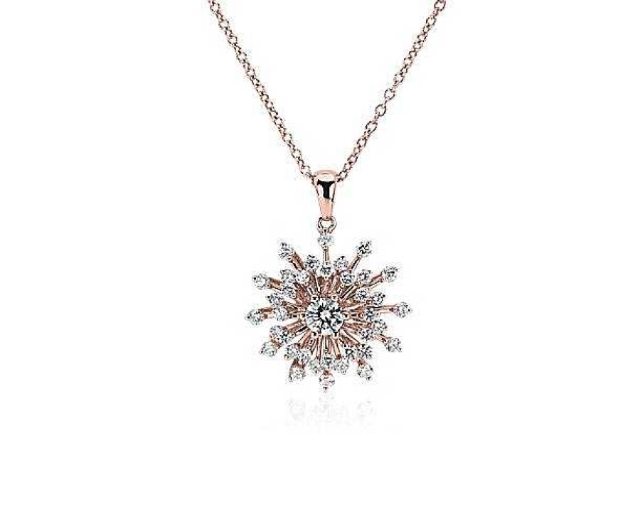 Necklaces | Blue Nile Sunburst Diamond Pendant In 14K Rose Gold (3/4 Ct. Tw.)