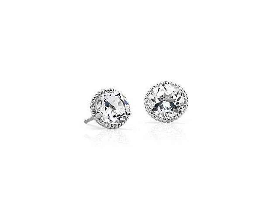 Earrings | Blue Nile White Topaz Rope Stud Earrings In Sterling Silver (7Mm)