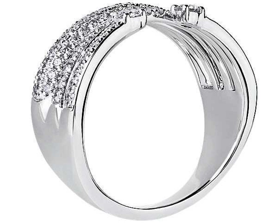 Rings | Blue Nile Three Row Stacked Open Round Diamond Ring In 14K White Gold (5/8 Ct. Tw.)