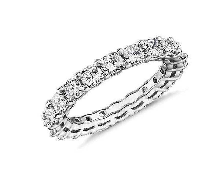 Women'S Rings | Blue Nile Cushion Cut Diamond Eternity Ring In 14K White Gold (3 Ct. Tw.)