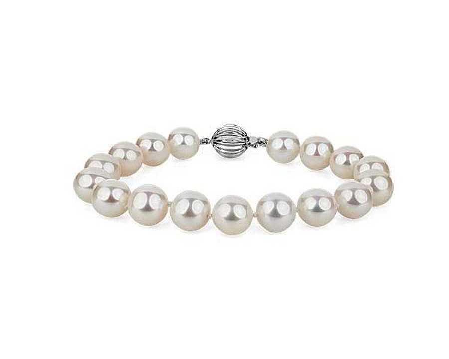 Bracelets | Blue Nile 7.5" Freshwater Pearl Bracelet In 14K White Gold (9-10Mm)