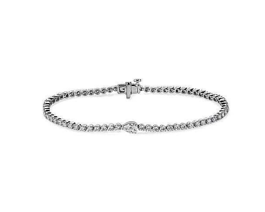 Bracelets | Blue Nile Diamond Tennis Bracelet With Pear Diamond Accent In 14K White Gold (3 Ct. Tw.)