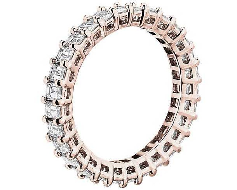 Women'S Rings | Blue Nile Lab Grown Diamond Emerald Cut Eternity Ring In 14K Rose Gold (2 Ct. Tw.)