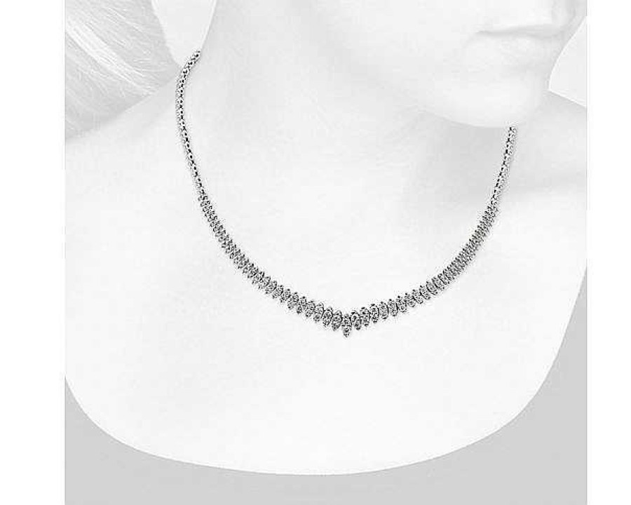 Necklaces | Blue Nile Two-Diamond Graduating Necklace In 18K White Gold (4 Ct. Tw.)