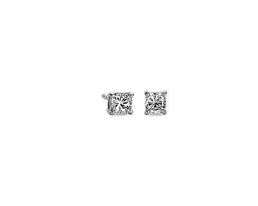 Earrings | Blue Nile Cushion Cut Diamond Stud Earrings In 14K White Gold (3/4 Ct. Tw.)