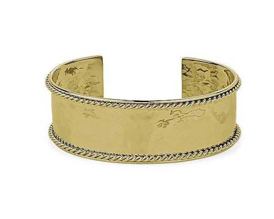 Bracelets | Blue Nile 14K Italian Yellow Gold High Polished Cuff With Rope Detail (22 Mm)