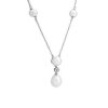 Necklaces | Blue Nile Stationed Freshwater Pearl Necklace With Drop Pendant In 14K White Gold