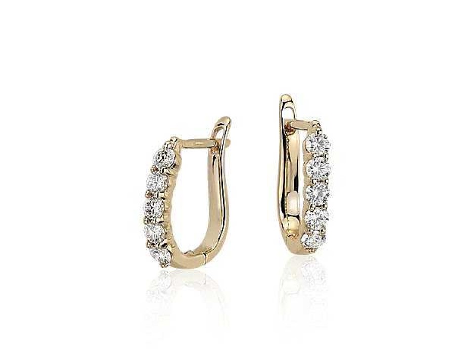 Earrings | Blue Nile Diamond Hoop Earrings In 18K Yellow Gold (3/4 Ct. Tw.)