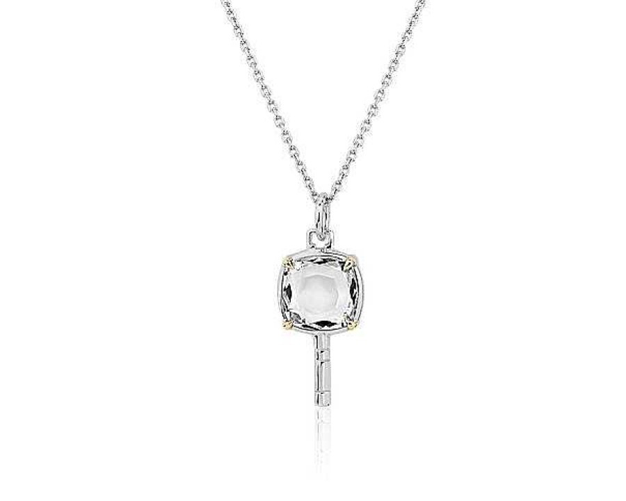 Necklaces | Blue Nile Mini Pocketwatch Key Necklace In Sterling Silver And 18K Yellow Gold