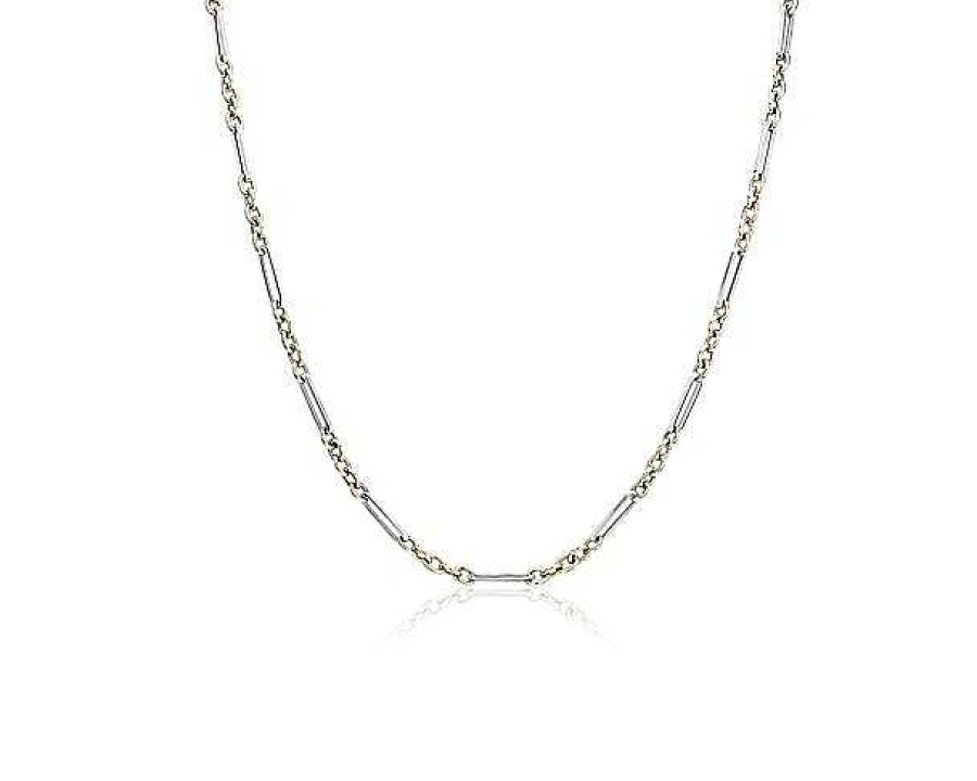 Necklaces | Blue Nile 34" Two-Tone Mixed Link Necklace In 14K Italian Gold (4 Mm)