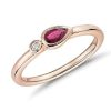 Rings | Blue Nile Bezel-Set Pear-Shaped Ruby And Diamond Stacking Ring In 14K Rose Gold (3X5Mm)