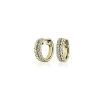 Earrings | Blue Nile Double Row Diamond Huggie Hoop Earrings In 14K Yellow Gold (1/10 Ct. Tw.)