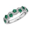 Rings | Blue Nile Staggered Emerald And Diamond Ring In 14K White Gold