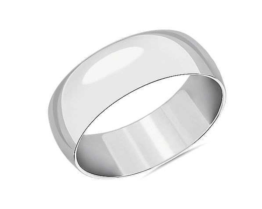 Men'S Rings | Blue Nile Mid-Weight Comfort Fit Wedding Ring In 14K White Gold (8Mm)