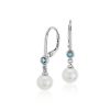 Earrings | Blue Nile Freshwater Cultured Pearl And Blue Topaz Drop Earrings 14K White Gold (6.5Mm)