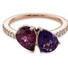 Rings | Blue Nile Rhodolite And Amethyst Two Stone Ring With Diamond Halo In 14K Rose Gold