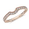 Women'S Rings | Blue Nile Curved Diamond And Milgrain Engraved Profile Wedding Ring In 14K Rose Gold (1/4 Ct. Tw.)