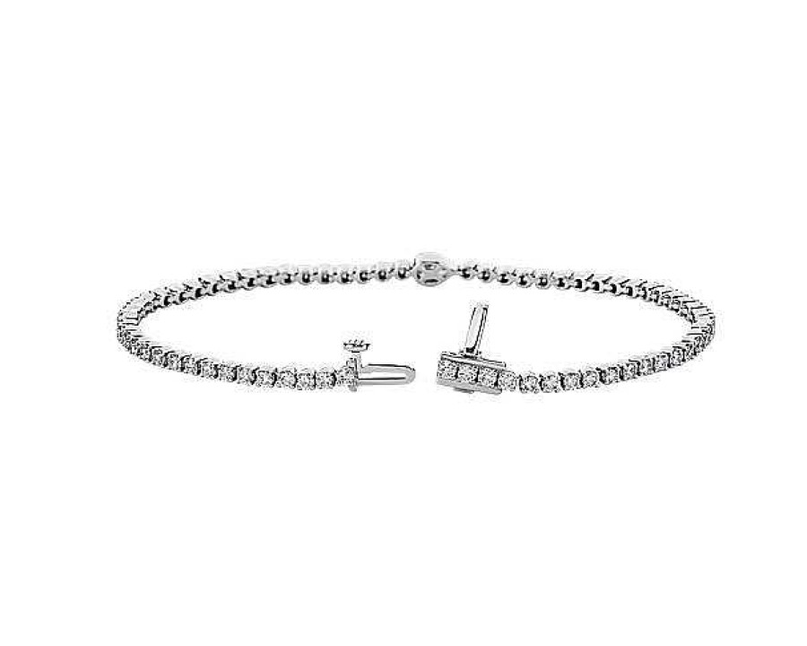 Bracelets | Blue Nile Diamond Tennis Bracelet With Pear Diamond Accent In 14K White Gold (3 Ct. Tw.)