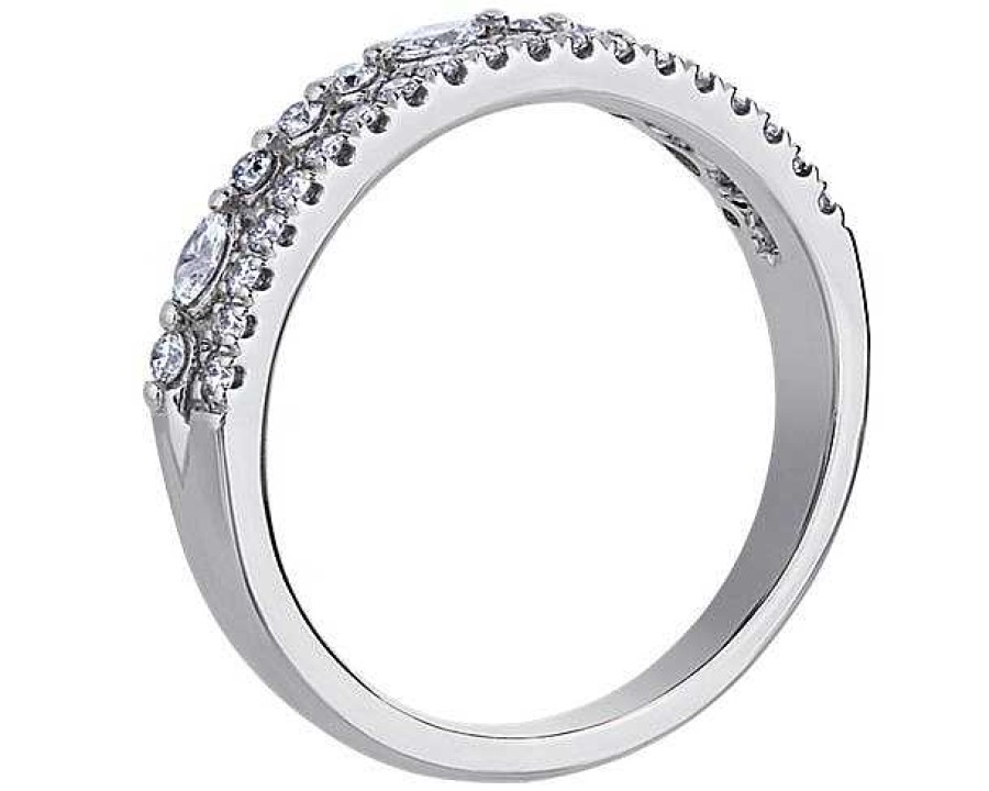 Rings | Blue Nile Two Row Round And Marquise Diamond Stacking Ring In 14K White Gold (1/3 Ct. Tw.)