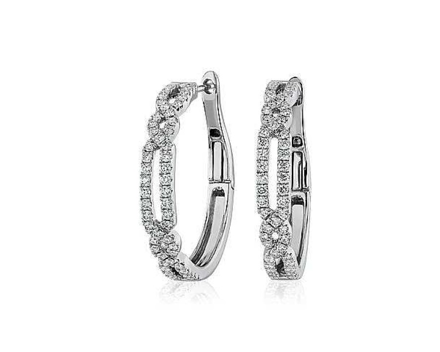 Earrings | Blue Nile Double Twist Hoop Earring In 14K White Gold (3/4 Ct. Tw.)