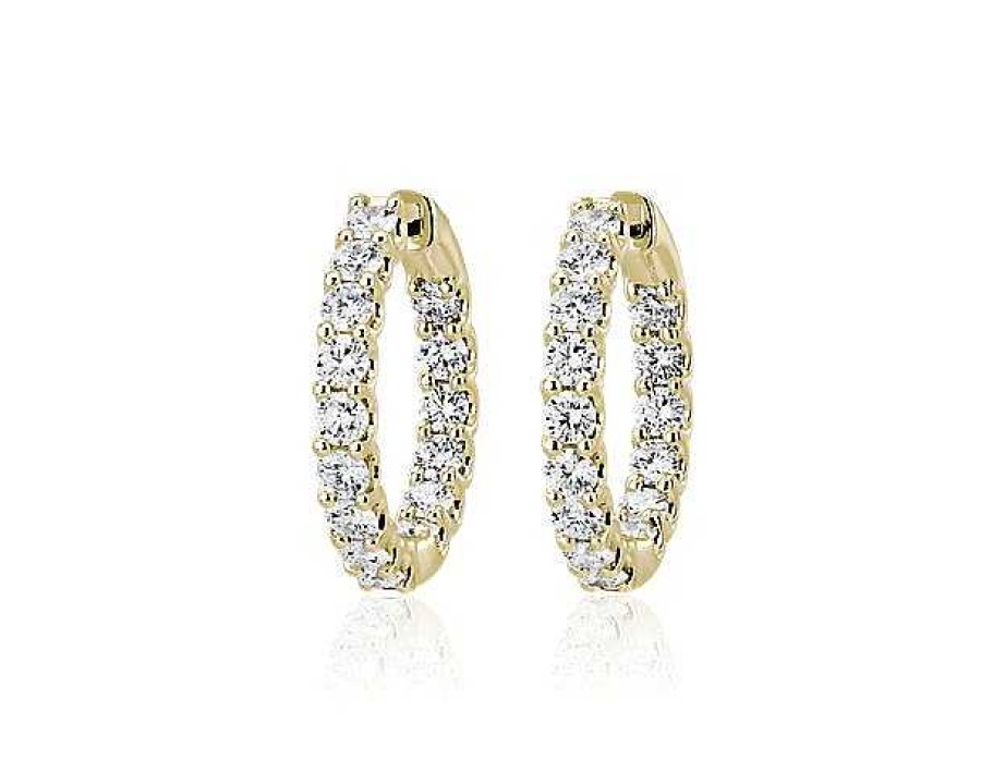 Earrings | Blue Nile Luna Diamond Eternity Hoop Earrings In 18K Yellow Gold (2 7/8 Ct. Tw.) G/Si