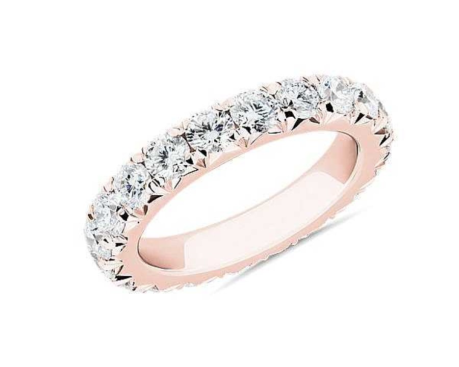 Women'S Rings | Blue Nile French Pav Diamond Eternity Ring In 14K Rose Gold (3 Ct. Tw.)