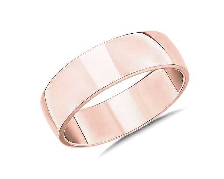 Men'S Rings | Blue Nile Skyline Comfort Fit Wedding Ring In 14K Rose Gold (7Mm)