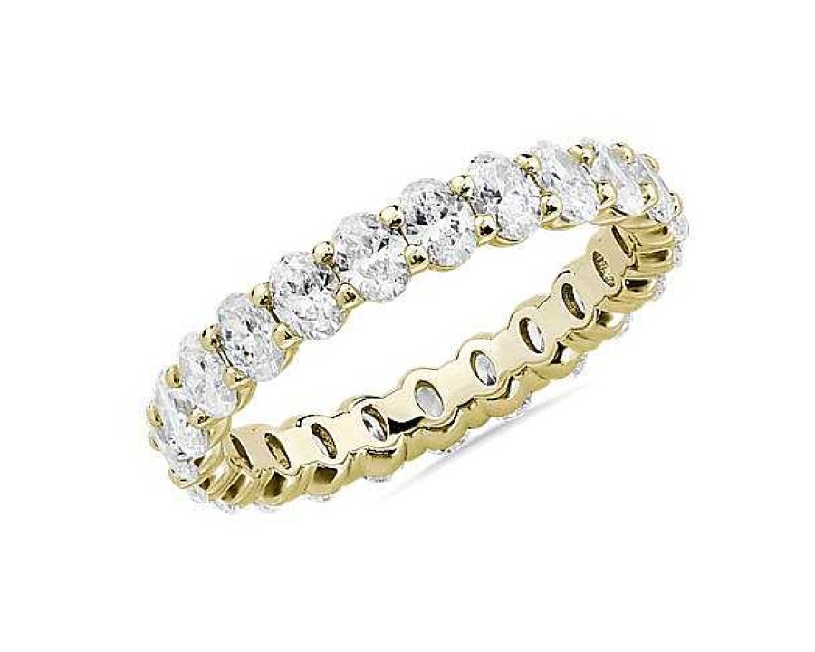 Women'S Rings | Blue Nile Oval Cut Diamond Eternity Ring In 14K Yellow Gold (2 Ct. Tw.)