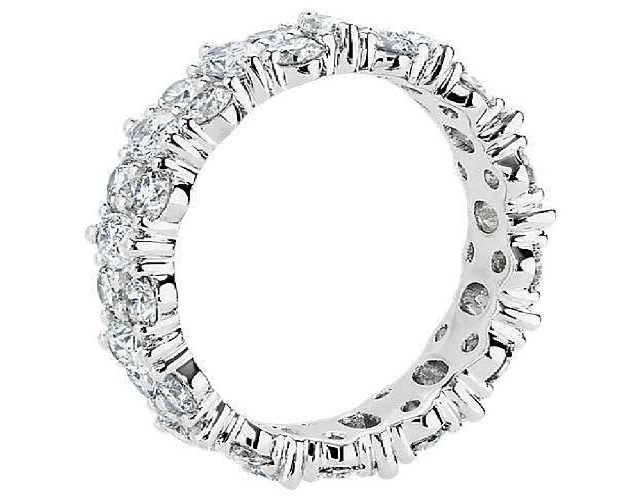 Rings | Blue Nile Alternating Round And Oval Eternity Ring In 14K White Gold (3 Ct. Tw.)