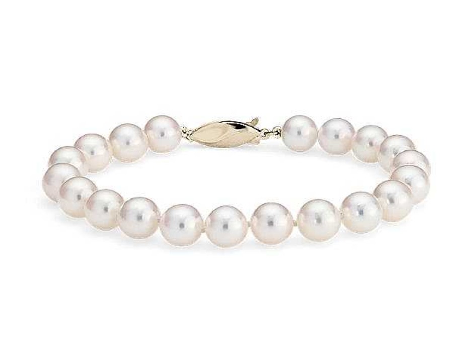 Bracelets | Blue Nile 7.5" Classic Akoya Cultured Pearl Bracelet In 18K Yellow Gold (7.5-8.0Mm)